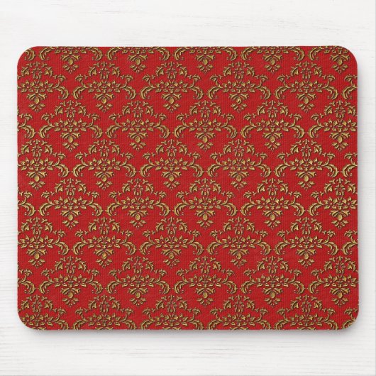 Gold und Red Damask Mousepad (Vorne)