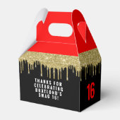 Gold und Red Drippin Swag 16 Geburtstag Geschenkschachtel (Rückseite)