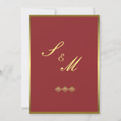 Gold und Red Elegance Wedding Dankeschön Card Einladung (Rückseite)