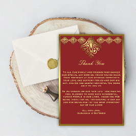 Gold und Red Elegance Wedding Dankeschön Card Einladung