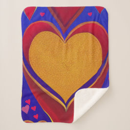 Gold und Red Heart Sherpa Blanket Sherpadecke