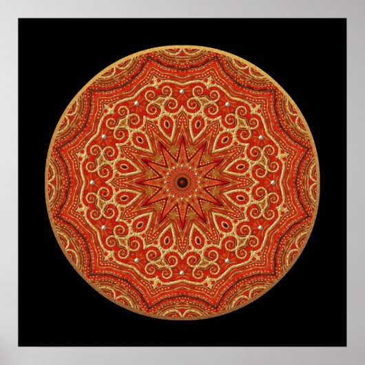 Gold und Red Mandala Poster (Vorne)