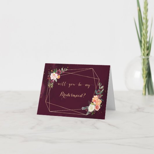 Gold und Red Maroon sind meine Bridesmaid Card Einladung (Vorderseite)
