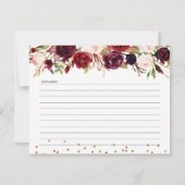 Gold und Red Marsala Blumenrezeptkarte Einladung (Rückseite)