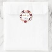 Gold und Red Marsala Floral Vielen Dank Sticker (Tasche)