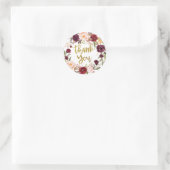 Gold und Red Marsala Floral Vielen Dank Sticker (Tasche)