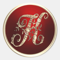 Gold und Red Monogram K Umschlag Aufkleber