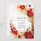 Gold und Red Wedding Save The Date (Vorderseite)