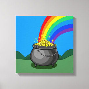 Gold- und Regenbogen-Pot Leinwanddruck