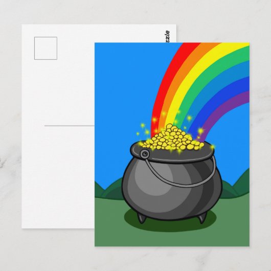 Gold- und Regenbogen-Pot Postkarte (Vorne/Hinten)