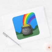 Gold- und Regenbogen-Pot Quadratischer Aufkleber (Umschlag)
