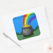 Gold- und Regenbogen-Pot Quadratischer Aufkleber (Umschlag)