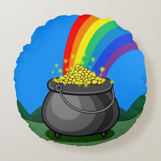 Gold- und Regenbogen-Pot Rundes Kissen (Vorderseite)