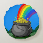 Gold- und Regenbogen-Pot Rundes Kissen (Rückseite)
