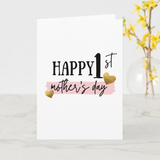 Gold und Rosa 1. Muttertag Karte (Gelbe Blume)