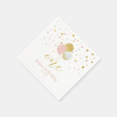 Gold und Rosa | Ballons, Confetti Girl 1. Geburtst Serviette (Ecke)