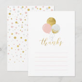 Gold und Rosa Ballons | Party Dankeschön Karte (Vorne/Hinten)