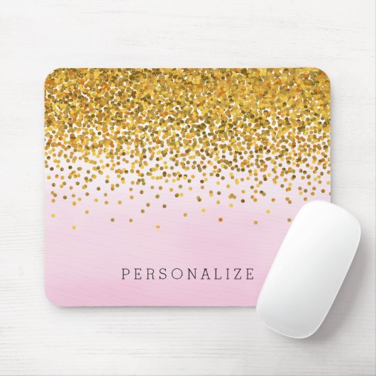Gold und rosa Confetti-Aquarell Mousepad (Mit Mouse)