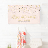 Gold und Rosa Confetti | Happy Retirement Party Banner (Insitu)