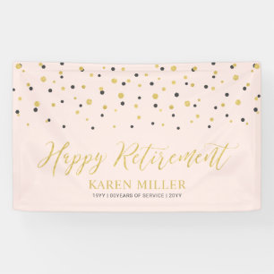 Gold und Rosa Confetti Happy Retirement Party Banner