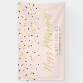 Gold und Rosa Confetti | Happy Retirement Party Banner (Vertikal)