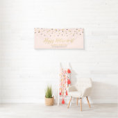 Gold und Rosa Confetti | Happy Retirement Party Banner (Insitu)