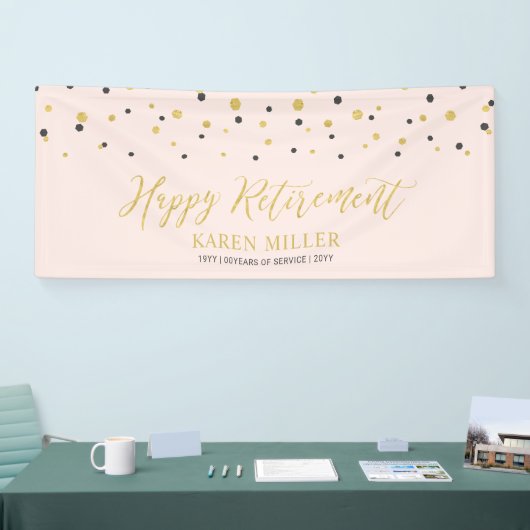 Gold und Rosa Confetti | Happy Retirement Party Banner (Messe)