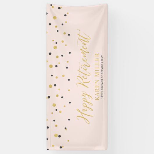 Gold und Rosa Confetti | Happy Retirement Party Banner (Vertikal)
