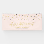 Gold und Rosa Confetti | Happy Retirement Party Banner (Horizontal)