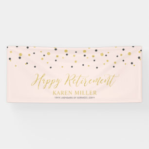 Gold und Rosa Confetti Happy Retirement Party Banner