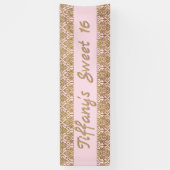 Gold- und rosa Damaskus-Celebration-Banner Banner (Vertikal)