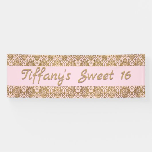 Gold- und rosa Damaskus-Celebration-Banner Banner (Horizontal)