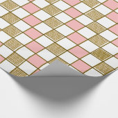 Gold und Rosa-Design-Quadrate - Umschlagpapier Geschenkpapier (Ecke)