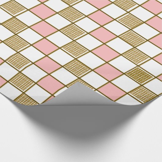 Gold und Rosa-Design-Quadrate - Umschlagpapier Geschenkpapier (Ecke)
