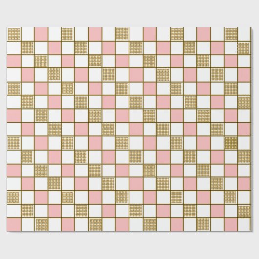 Gold und Rosa-Design-Quadrate - Umschlagpapier Geschenkpapier (Flach)