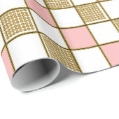 Gold und Rosa-Design-Quadrate - Umschlagpapier Geschenkpapier (Rolleneckpunkt)