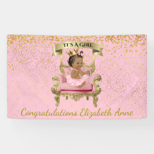 Gold und rosa Fahne Baby-Prinzessin-Babyparty Banner