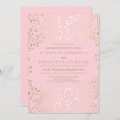 Gold- und Rosa-Gipskraut-Engagement Einladung (Vorne/Hinten)