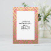 Gold-und Rosa-Klassiker-Damast Einladung (Stehend Vorderseite)