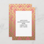 Gold-und Rosa-Klassiker-Damast Einladung (Vorne/Hinten)