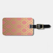Gold-und Rosa-Klassiker-Damast Gepäckanhänger (Vorderseite horizontal)
