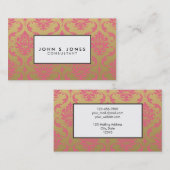 Gold-und Rosa-Klassiker-Damast Visitenkarte (Vorne/Hinten)