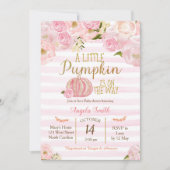 Gold und rosa Kürbis-Babyparty-Einladung Einladung (Vorderseite)