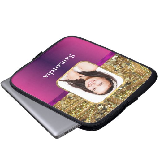 Gold und Rosa Laptopschutzhülle (Vorne Knopf)