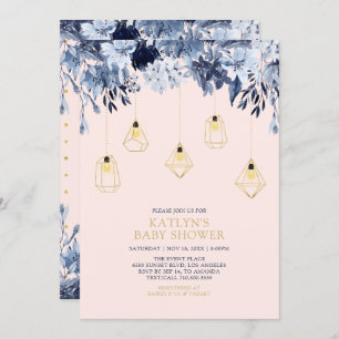 Gold und Rosa   Lights Boho chic Baby Dusche Einladung