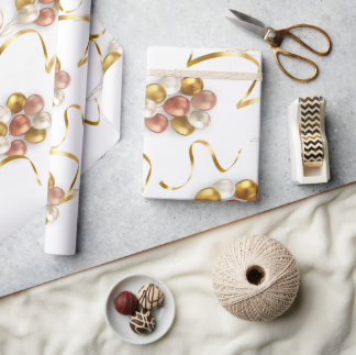 Gold- und rosa Luftballon Matt-Verpackungspapier Geschenkpapier