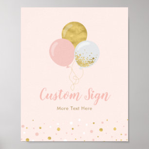 Gold- und rosa Luftballons Individuelle Geburtst Poster