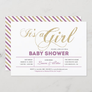 Gold und Rosa Mädchen, schicke Typografie Kinder Einladung