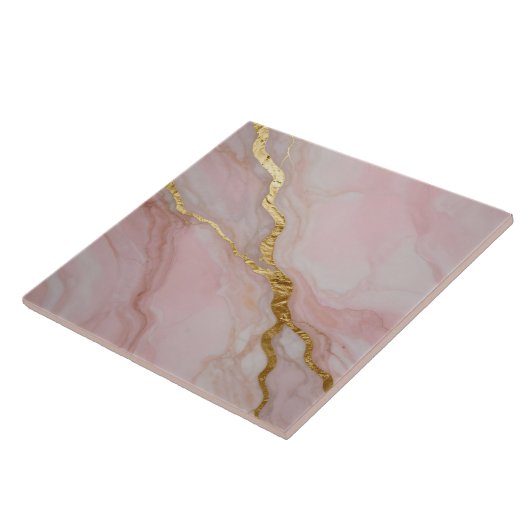 Gold- und rosa Marmortextur Fliese (Seite)