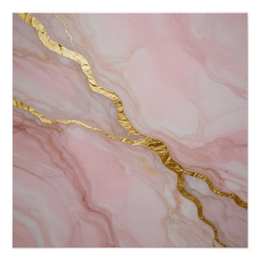 Gold- und rosa Marmortextur Poster (Vorderseite)